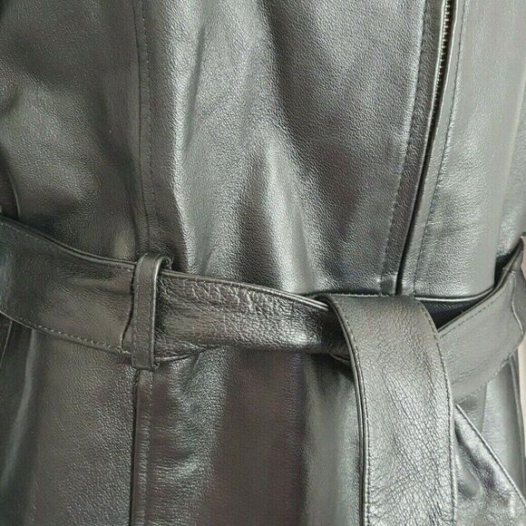 NEW Sonoma Leather Jacket Belted Sz S Black Pockets - Picture 3 of 4